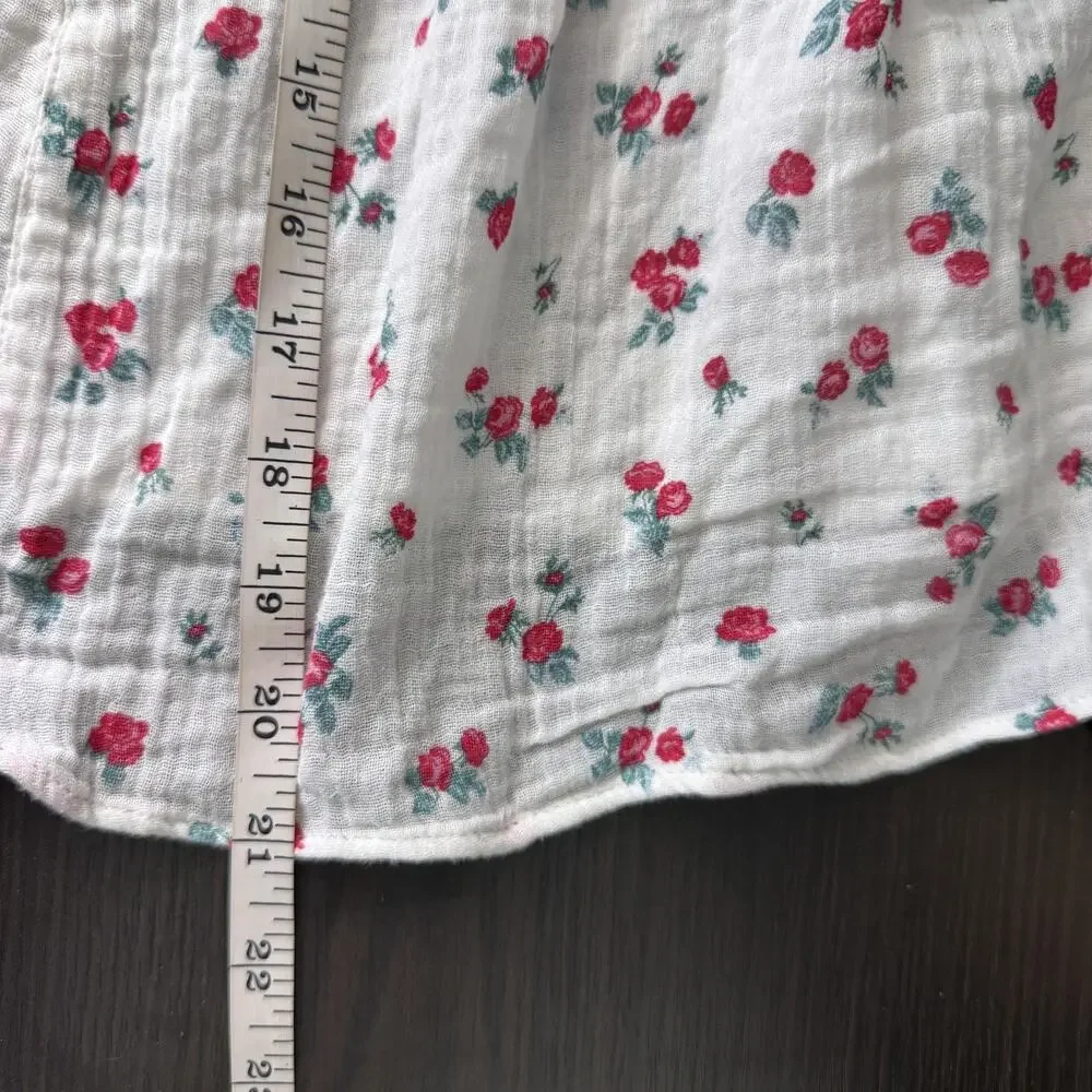 Free People Top Womens Small Floral Peplum Puff Sleeve Gauze Boho Flowy NEW